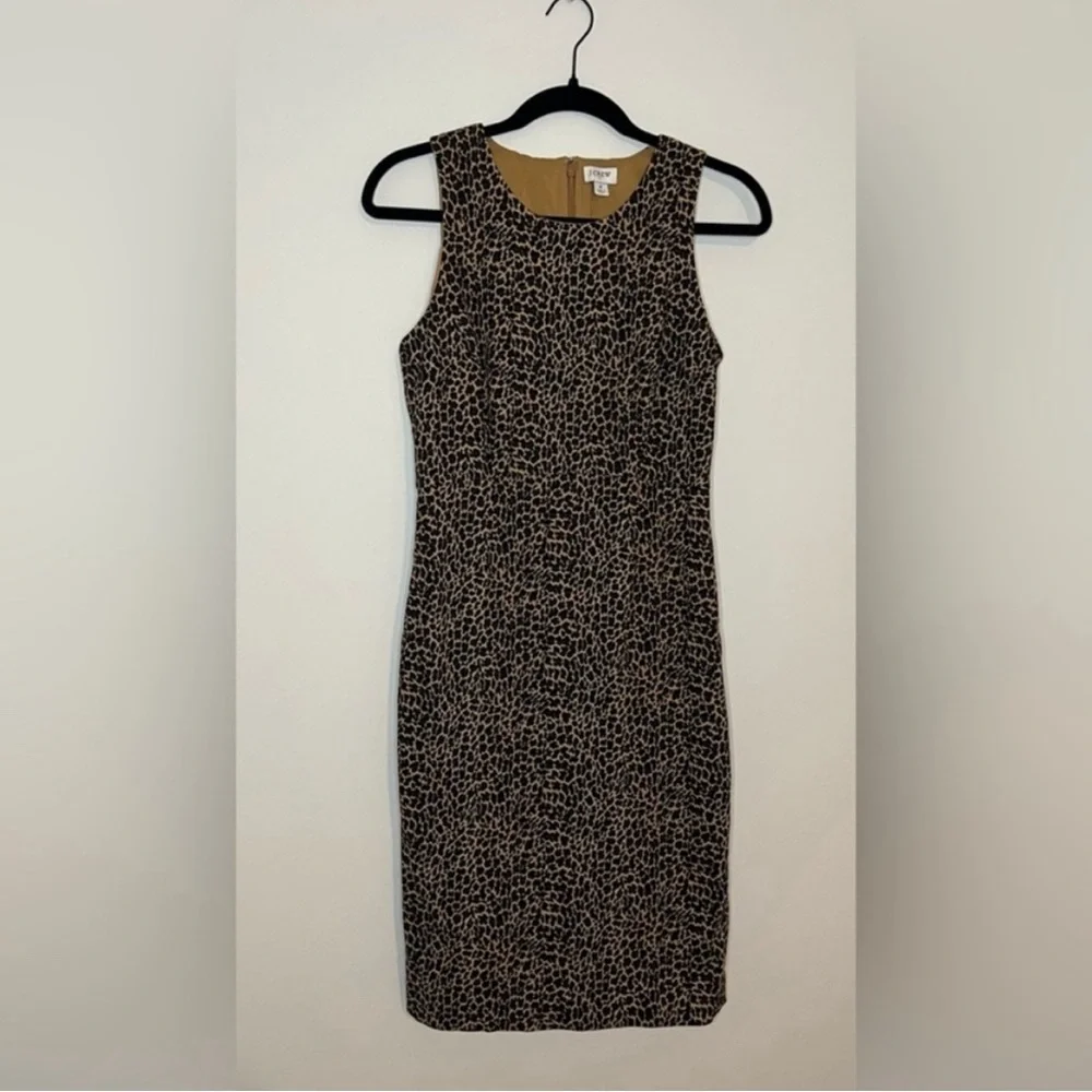J Crew - Leopard Print Sheath Dress - Size 2 - Picture 1 of 8